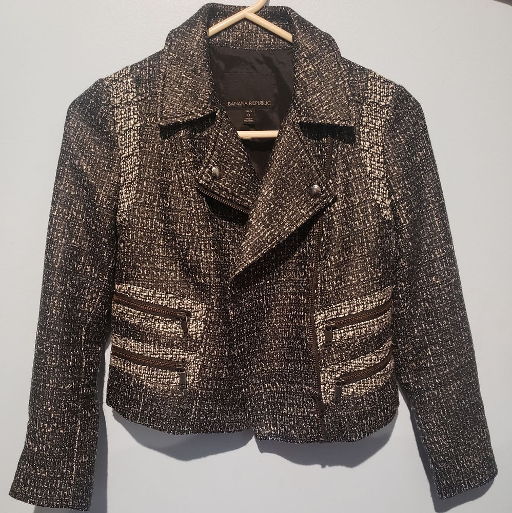Banana Republic Tweed Moto Jacket
